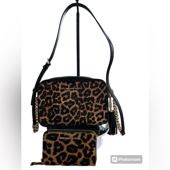 Michael Kors Handbags - Michael Kors leopard calf hair & leather crossbody bag & wallet DUO! NWT!!!